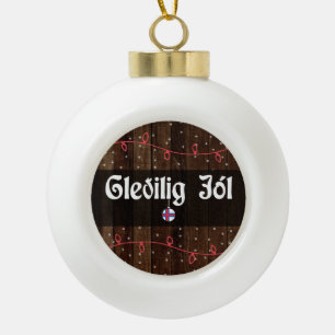 Gleðilig jól Faroese Merry Christmas, Rustic Style Ceramic Ball Christmas Ornament