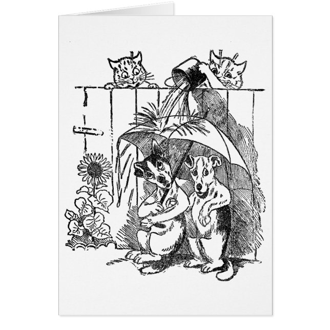 Gleeful Cats Douse Dogs Vintage Louis Wain (Front)