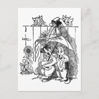 Gleeful Cats Douse Dogs Vintage Louis Wain Postcard