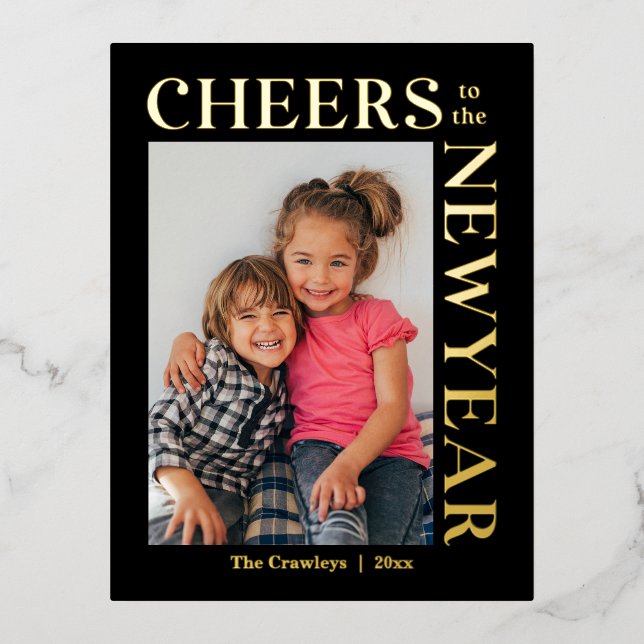Gleeful Frame FOIL Editable Colour New Year Card (Front)