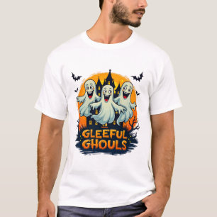 Gleeful Ghouls Fun Halloween Ghost Artwork T-Shirt