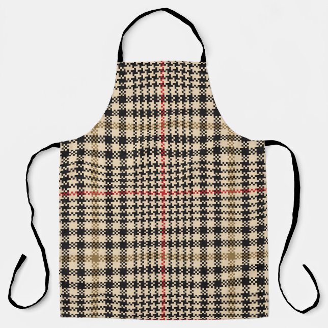 Glen Check Plaid Pixel Art Apron (Front)