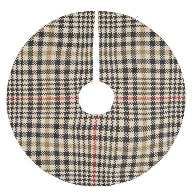 Glen Check Plaid Pixel Art Brushed Polyester Tree Skirt (Front)