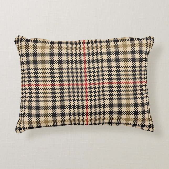 Glen Check Plaid Pixel Art Decorative Cushion (Front)