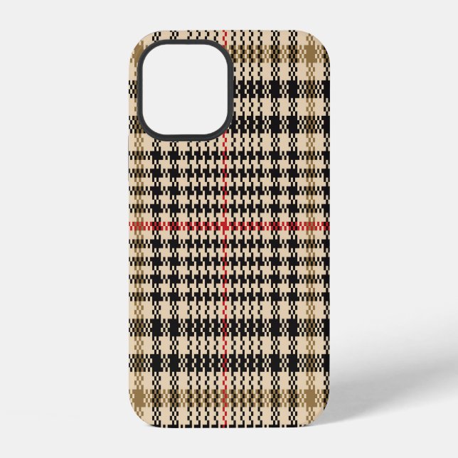 Glen Check Plaid Pixel Art iPhone Case (Back)
