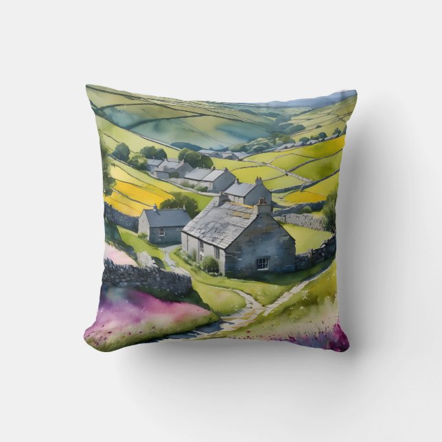 "Glen Garlands" Landscape Yorkshire Dales Scene Cushion (Front)