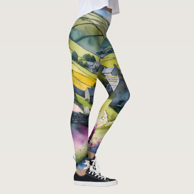 "Glen Garlands" Landscape Yorkshire Dales Scene Leggings (Right)