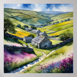"Glen Garlands" Landscape Yorkshire Dales Scene Poster