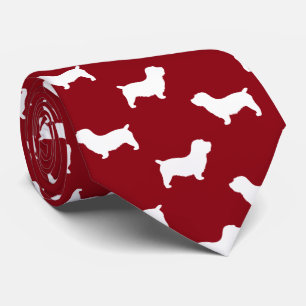 Glen of Imaal Terrier Dog Silhouettes Pattern Red Tie