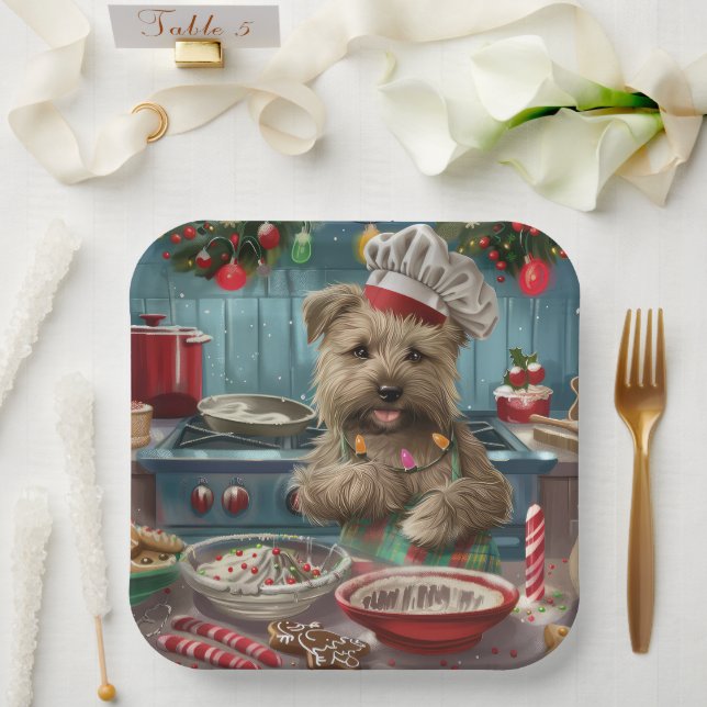 Glen of Imaal Terrier Holiday Baking: Festive Paper Plate (Wedding)