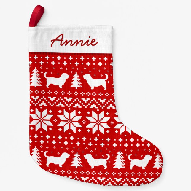 Glen of Imaal Terrier Silhouettes Pattern Cute Small Christmas Stocking (Front)