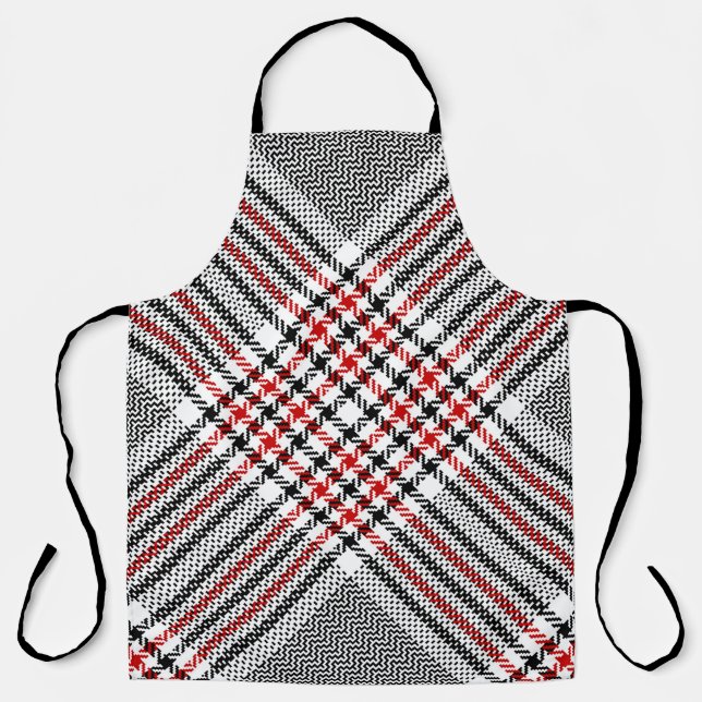 Glen plaid pattern. Black, red, white seamless tar Apron (Front)