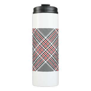 Glen plaid pattern. Black, red, white seamless tar Thermal Tumbler