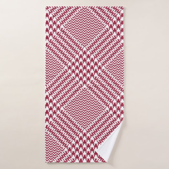 Glen plaid pattern bright in red and white. Seamle Bath Towel (Bath Towel)