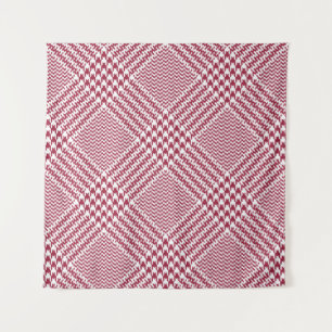 Glen plaid pattern bright in red and white. Seamle Tapestry