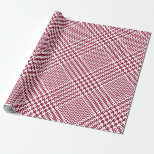 Glen plaid pattern bright in red and white. Seamle Wrapping Paper