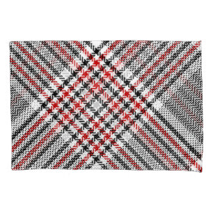 Glen Plaid Red Black Tweed Pillowcase