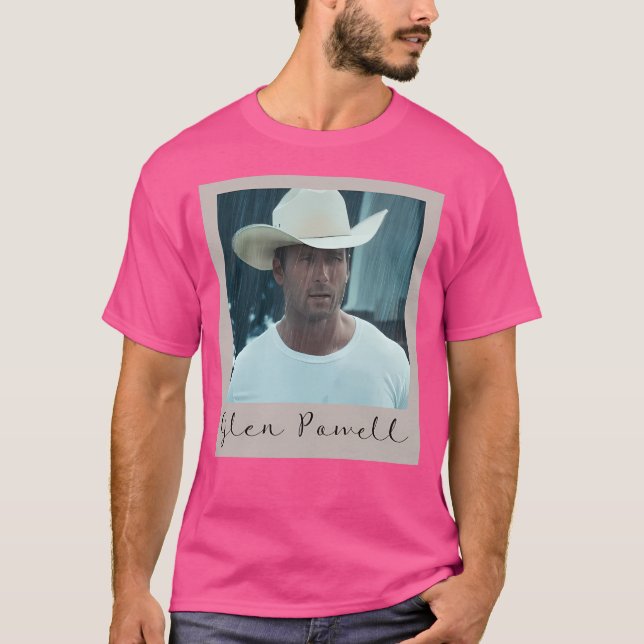 Glen Powell Cowboy Retro Photo Style Kids T-Shirt (Front)