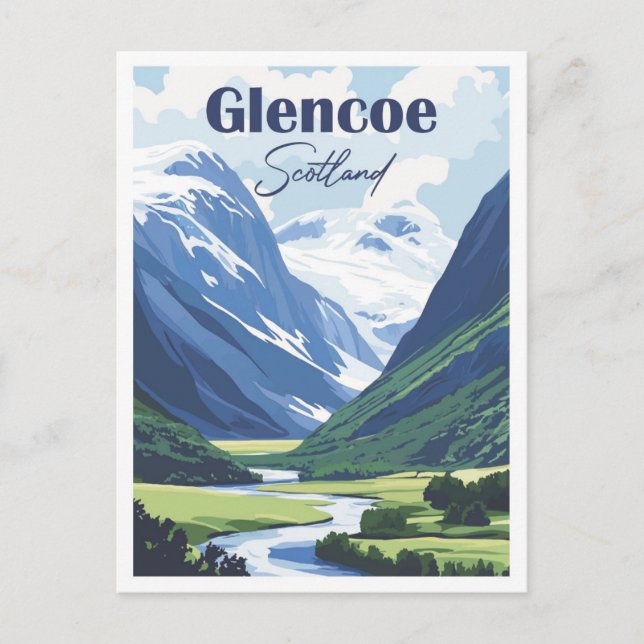 Glencoe Scotland Artwork Travel Place illustration Postcard (Front)