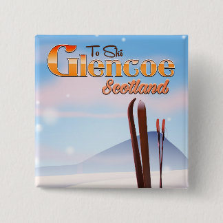 Glencoe Scotland ski poster 15 Cm Square Badge