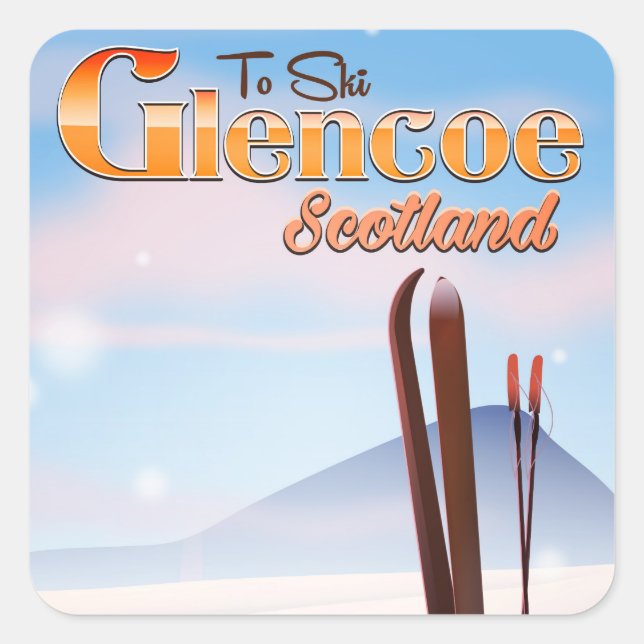 Glencoe Scotland ski poster Square Sticker (Front)