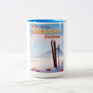 Glencoe Scotland ski poster Two-Tone Coffee Mug