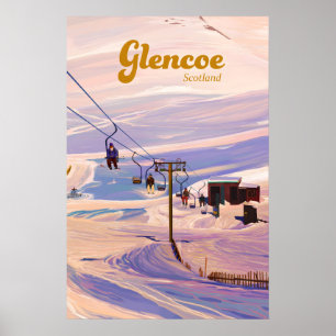 Glencoe Scotland Ski Resort Travel Poster