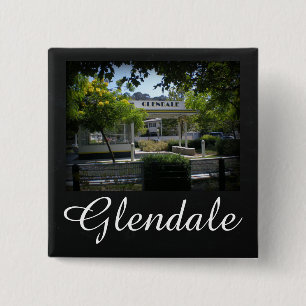 Glendale, California Adams Square Gas Station 15 Cm Square Badge