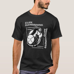 Glendinning Clan Gaelic Motto Swordsman T-Shirt