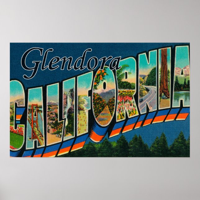 Glendora, California - Large Letter Scenes Poster (Front)