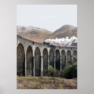 Glenfinnan Viaduct, Scotland Travel Illustration Poster