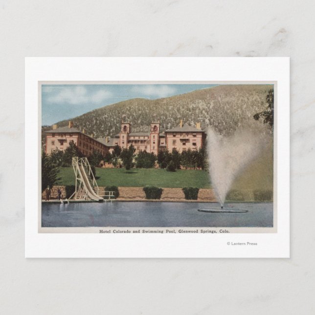 Glenwood Springs, CO - View of Hotel CO & Pool Postcard (Front)