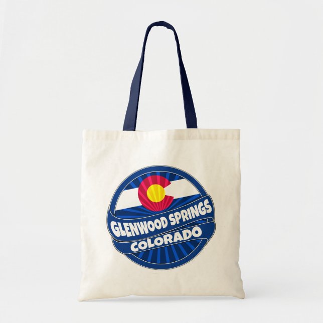 Glenwood Springs Colorado flag burst tote bag (Front)