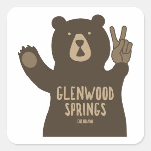Glenwood Springs Colorado Peace Bear Square Sticker