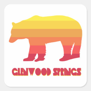 Glenwood Springs Colorado Rainbow Bear Square Sticker
