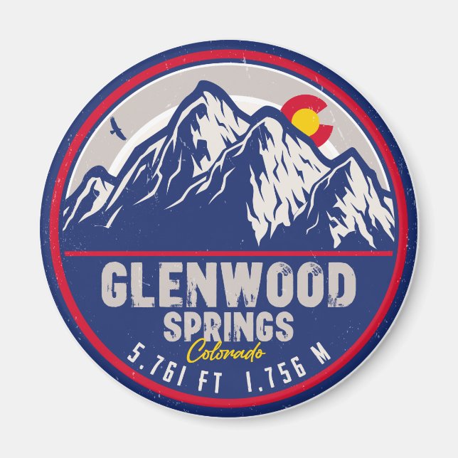 Glenwood Springs Colorado Ski Hiking Mountain Magnet (Front)