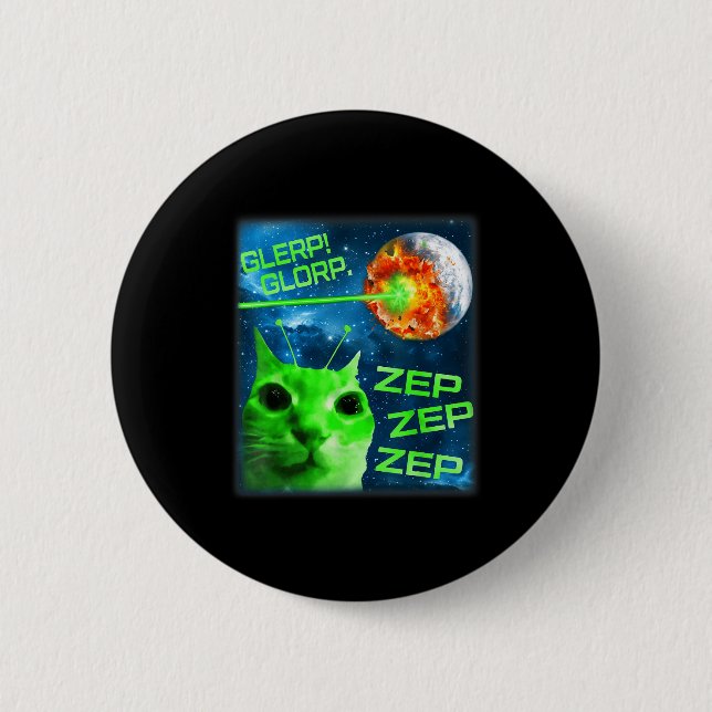 Glerp Glorp Funny Alien Cat Brainrot Meme  6 Cm Round Badge (Front)