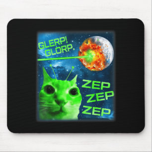 Glerp Glorp Funny Alien Cat Brainrot Meme Mouse Mat