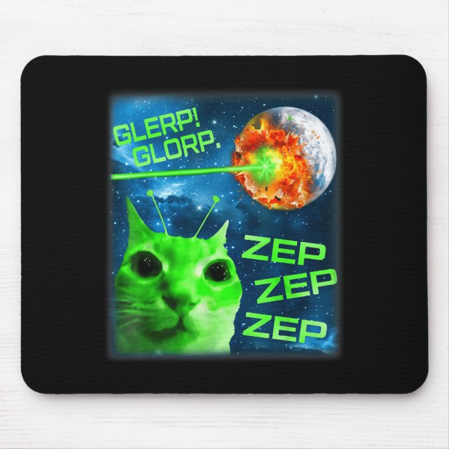 Glerp Glorp Funny Alien Cat Brainrot Meme  Mouse Mat (Front)