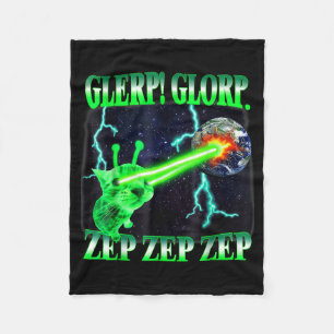 Glerp Glorp Funny Alien Cat Meme Gnarp Cat Silly A Fleece Blanket
