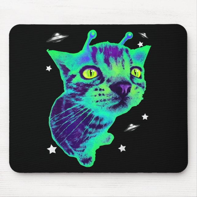 Glerp Glorp Funny Alien Cat Meme Gnarp Cat Silly A Mouse Mat (Front)