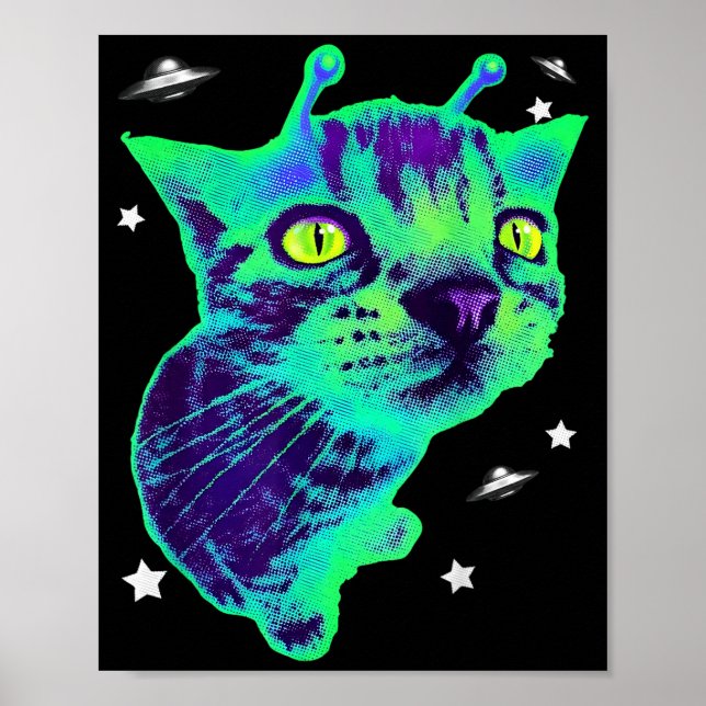 Glerp Glorp Funny Alien Cat Meme Gnarp Cat Silly A Poster (Front)
