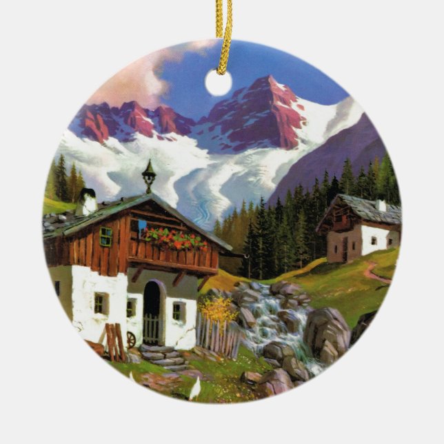 Gletcherwelt, Switzerland Ceramic Tree Decoration (Front)