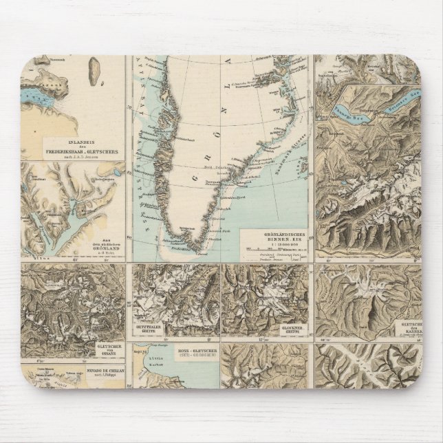 Gletscherkarte - Glacier Atlas Map Mouse Mat (Front)