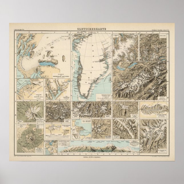 Gletscherkarte - Glacier Atlas Map Poster (Front)