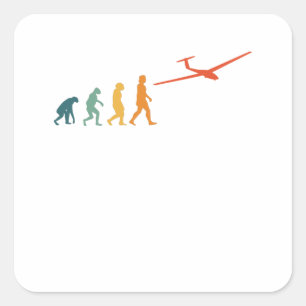 Glider Evolution Retro Pilot Square Sticker