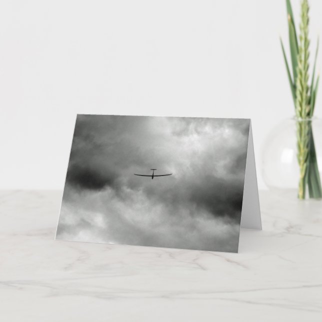 Glider flying in grey sky card (Front)