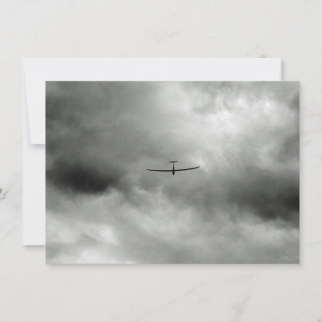 Glider flying in grey sky card (Front)
