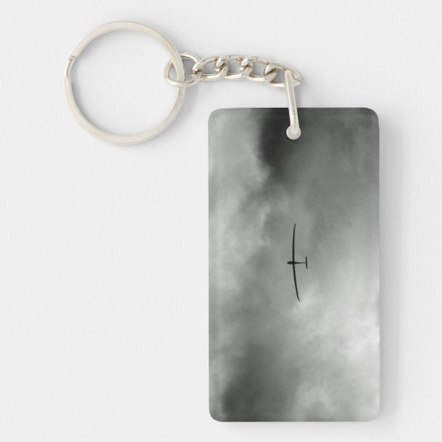 Glider flying in grey sky key ring (Front)