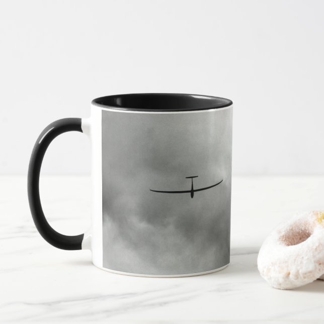 Glider flying in grey sky mug (With Donut)